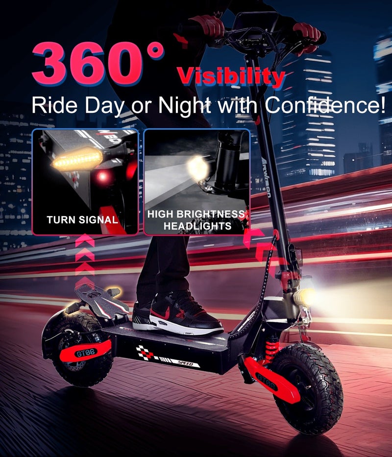 سكوتر كهربائي GT06، سرعة قصوى 55 كم/ساعة ومدى أقصى 65 كم، محرك 1200 واط، نظام تعليق مزدوج، نظام منع الانزلاق TCS، حمولة قصوى 150 كجم، قابل للطي - Image 2